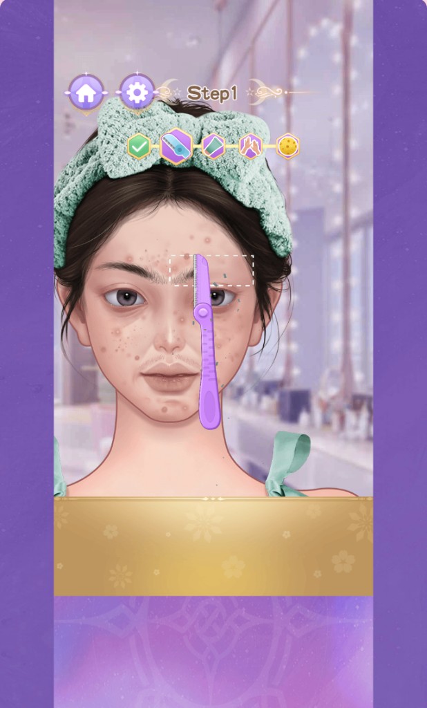 メイクアップビューティー 眉を整える のゲーム画面